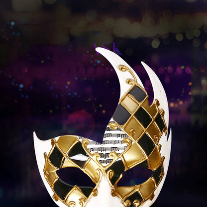 Venetian vintage checkered mask, music party carnival mask, masquerade mask for men and women