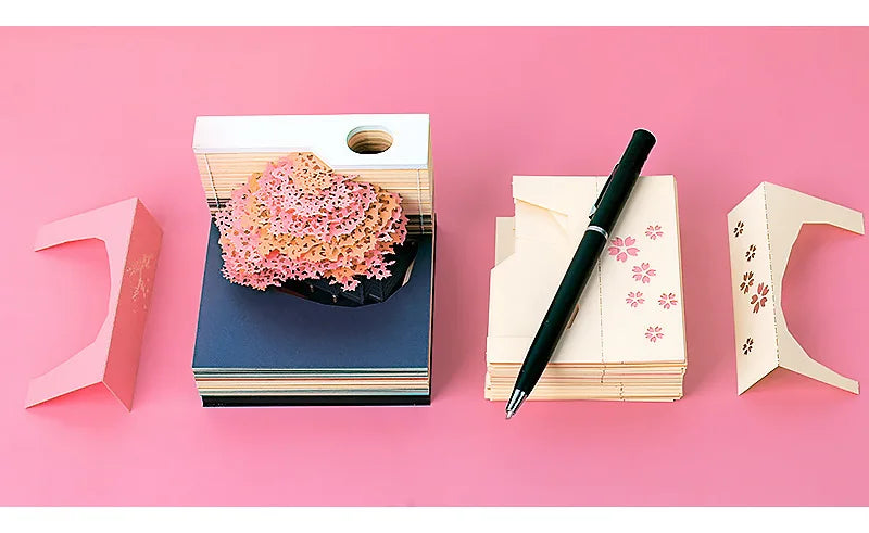 3D Treehouse Calendar Art Paper Sculpture Memo Pad Desktop Crafts Souvenirs Paper Carvings Sticky Notes Gifts Office Ornament