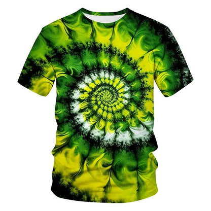 2025 New Tie-dye Pattern 3D Print T-shirt Personality Street Colorful Design T Shirts Men's Fashion Cool Tee