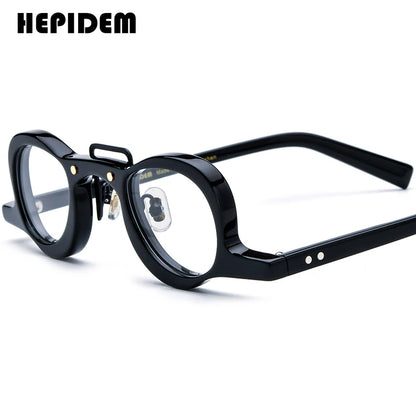 FONEX HEPIDEM Acetate Eyeglasses Frame Men 2025 New Small Round Brand Design Glasses Women Retro Vintage Eyewear Spectacles 9341