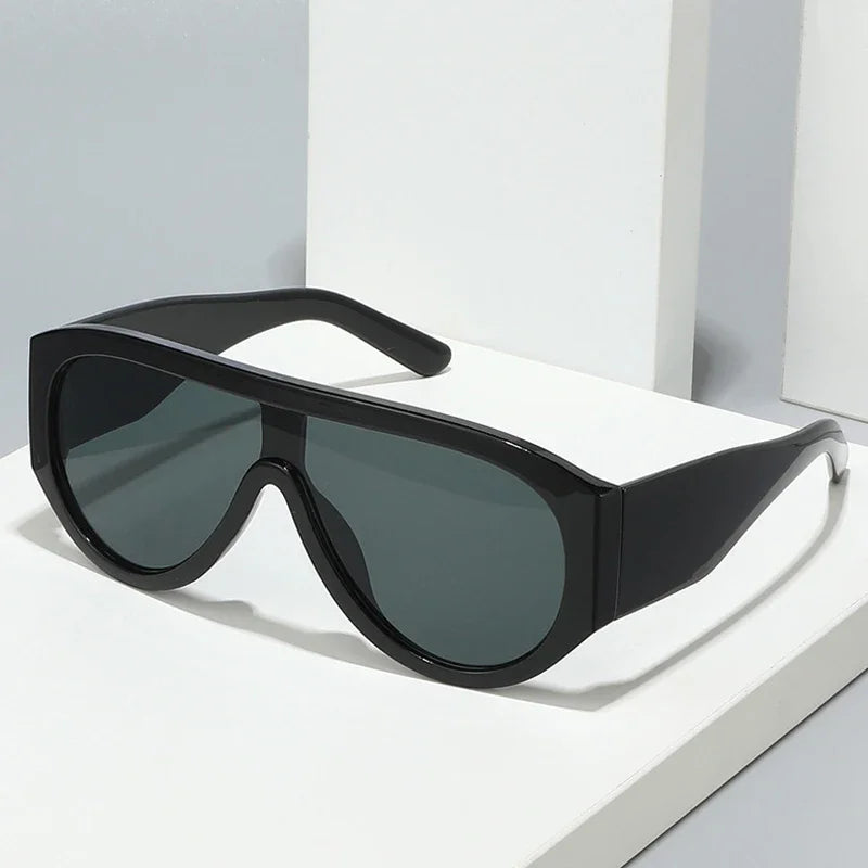 JNPCXI Fashion Oversized Pilot Women Sunglasses Retro One Piece Red Green Shades UV400 Men Gradient Sun Glasses