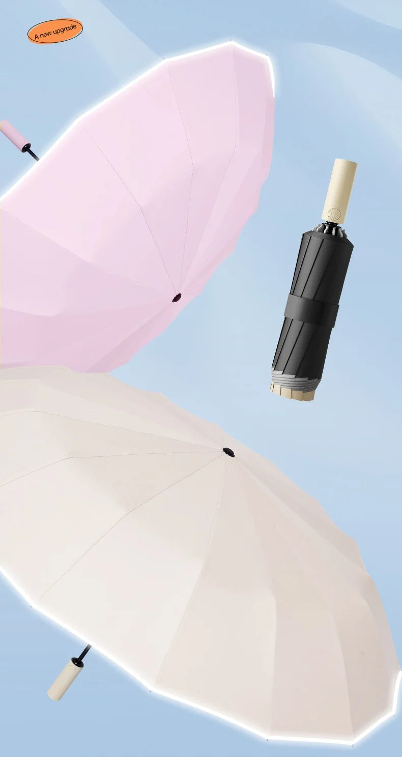 Large Windproof Reflective Striped Reverse Automatic Umbrella for Men and Women, 20Rib Umbrella, Sun Rain Luxury Business Car Tr