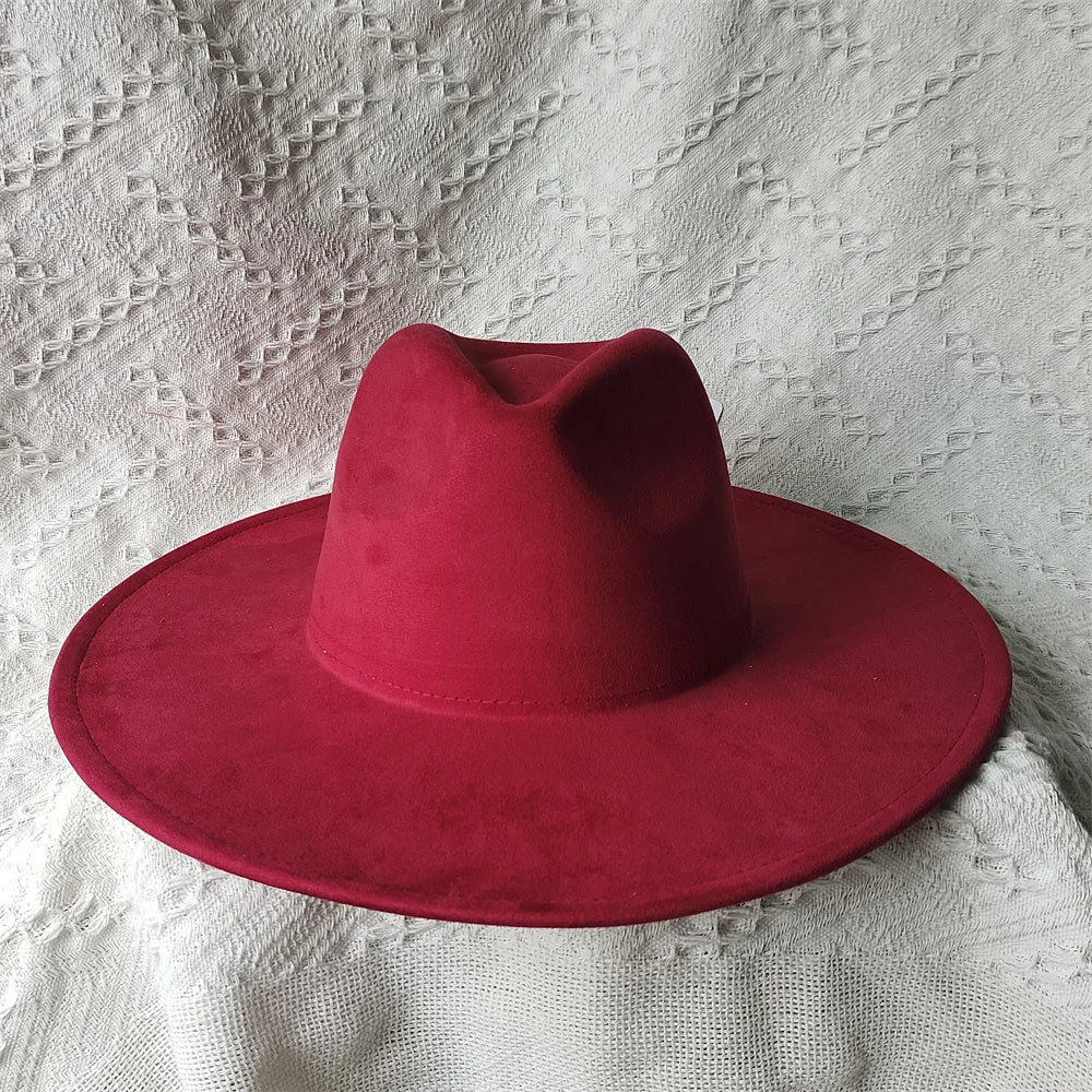 Colorful Suede Wide Brim Felt Fedoras Women's Hat Men's Church Jazz Hat Denim Hat Panama шляпа женская летняя 2024