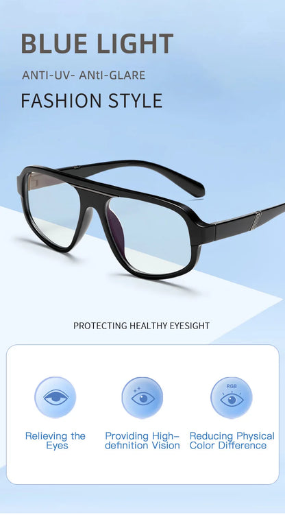 Classic Oversized Square Photochromic Anti Blue Light Reading Glasses Men Women Luxury Brand Computer Glasses Trendy TR90 Frames