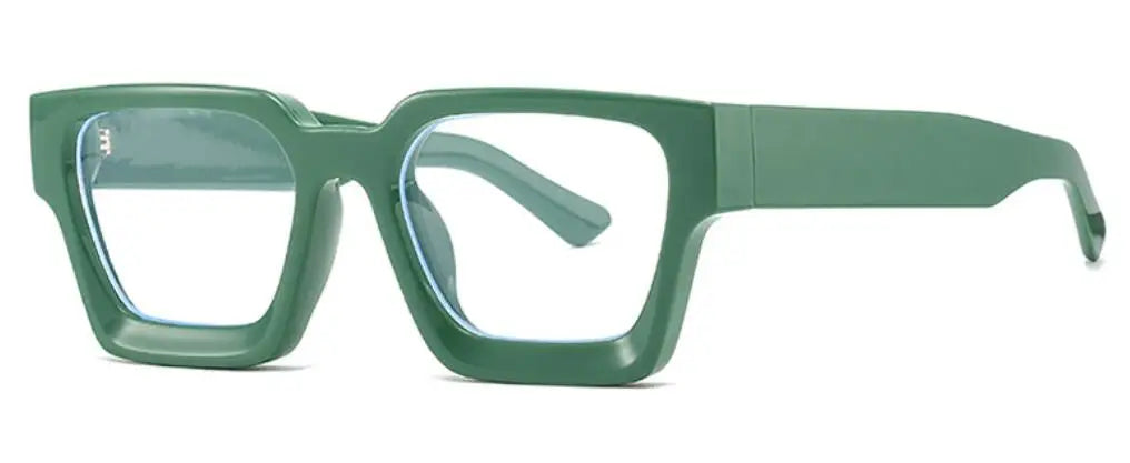 Oversized Square Reading Glasses For Women Brand Designer Blue Light Blocking Eyeglasses Green Leopard Prescription Glasses Men