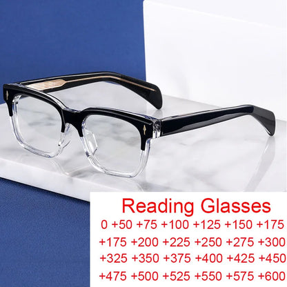 Brand Designer Fashion Square Reading Glasses Luxury Women Men Big Frame Magnifing Glasses Anti Blue Light Presbyopia Eyeglasses