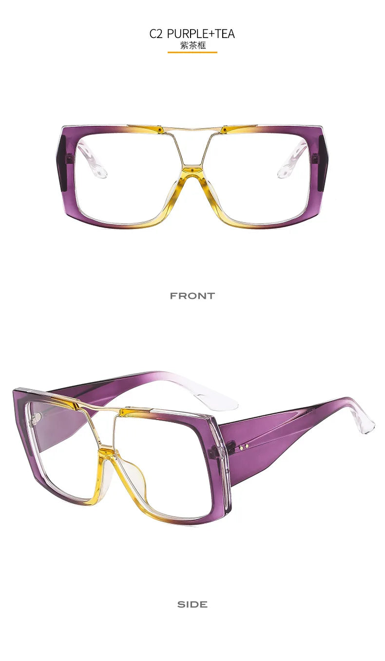 Fashion Brand Oversized Square Myopia Glasses Women Men Trend Green Graduation Eyeglasses Anti Blue Light Prescription Glasses