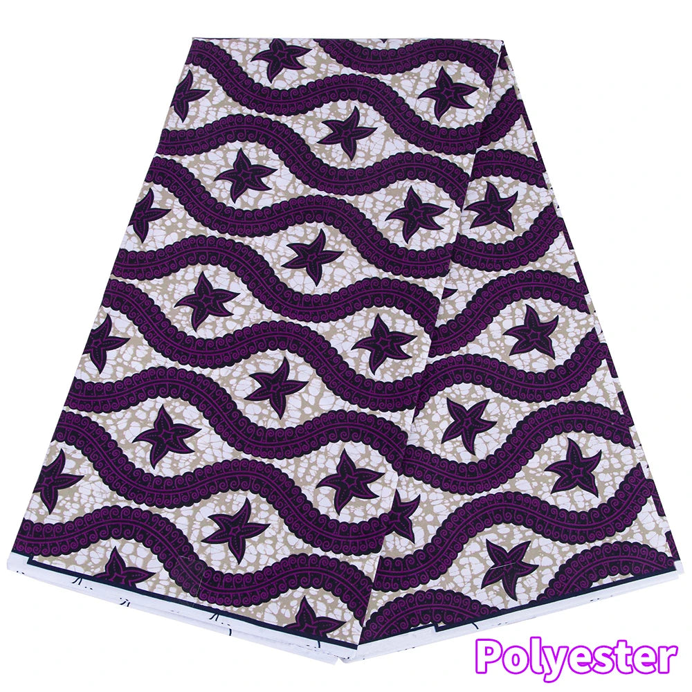 Veritablewax Fan Pattern African Fabric By the Yard Polyester Material For Handsewing High Quality Cloth for Party Dress A-27