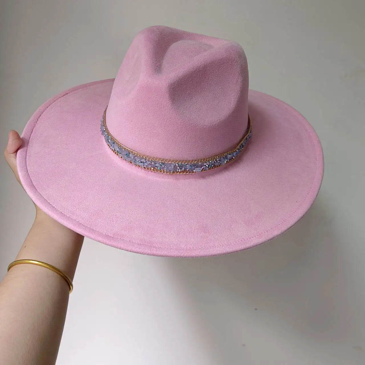 Women's suede 10cm wide Brim Fedora hat Men's autumn and winter felt jazz hat Classic suede Fedora Sombrero