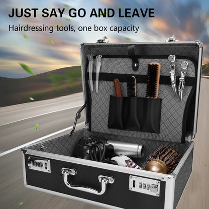 Top Black Aluminum Hard Suitcase Barber Tool Salon Hairdressing Accessories With Password Atorage Case Carrying Travel Box