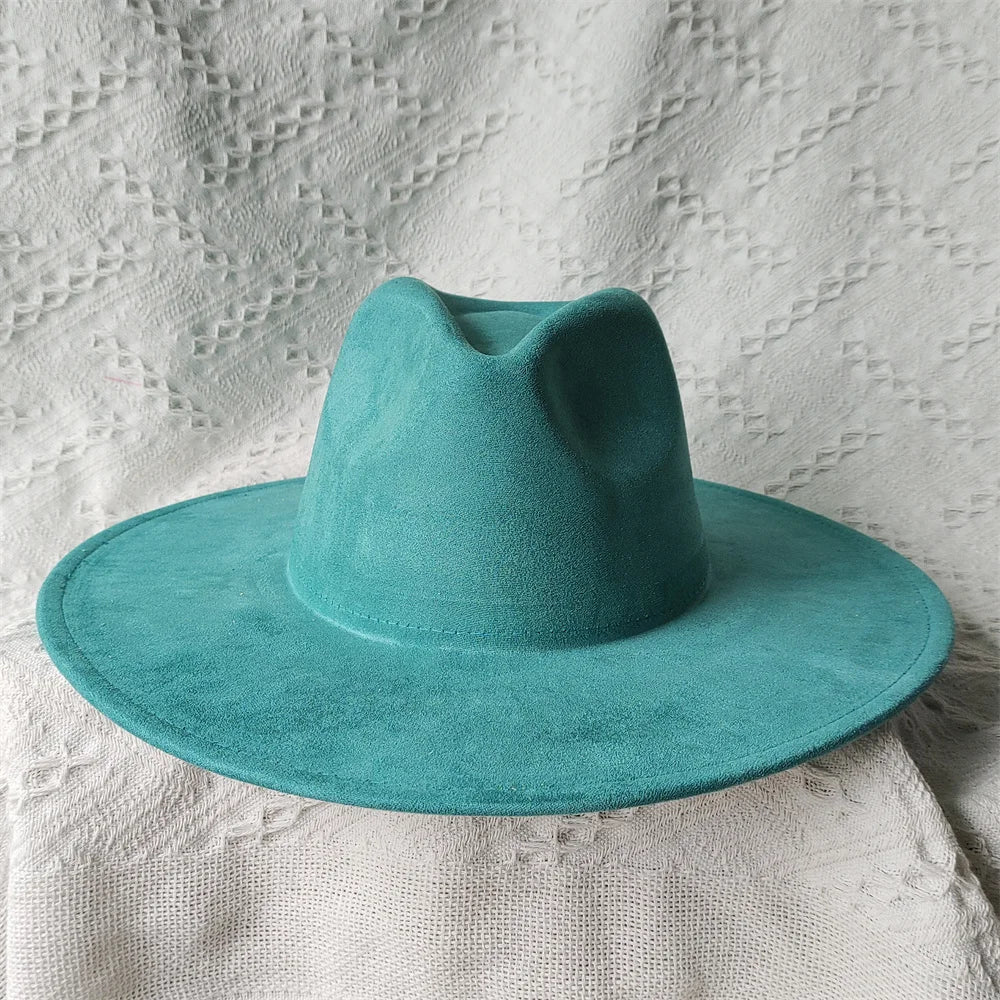Colorful Suede Wide Brim Felt Fedoras Women's Hat Men's Church Jazz Hat Denim Hat Panama шляпа женская летняя 2024