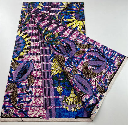 New Ankara Glitter Golden Wax Soft Flash Gold Print Batik High Quality Pagne Purple Women Tissus African Grand Golden Wax Fabric