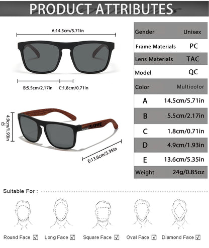 KAROS 2PCS Sunglasses Men/Women Polarized Square Mirror Brand Design Luxury UV400 SunShade Unisex Fishing Driving Cycling Hiking