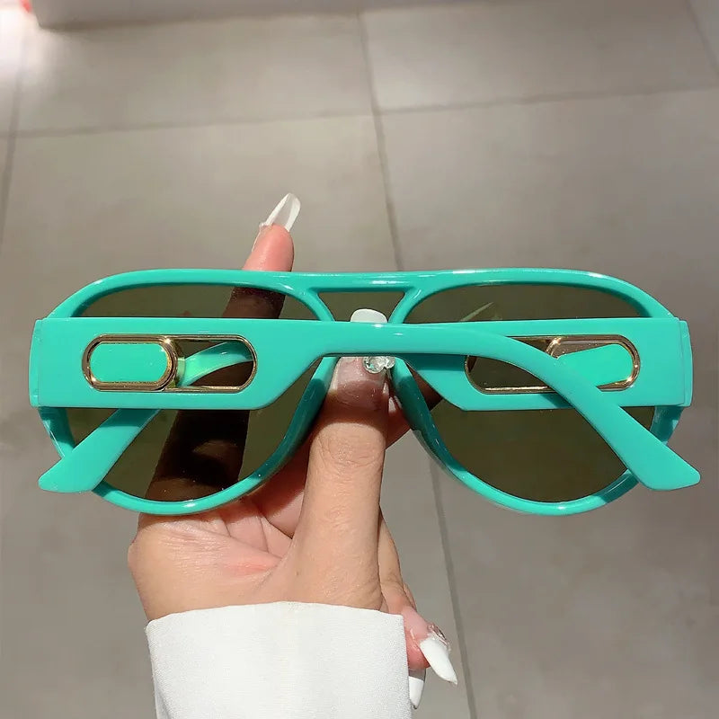 QVQV Trendy Oversized One Piece Sunglasses Women Summer Fashion Thick Frame Pilot Sun Glasses Luxury Brand Outdoor Y2K Shades
