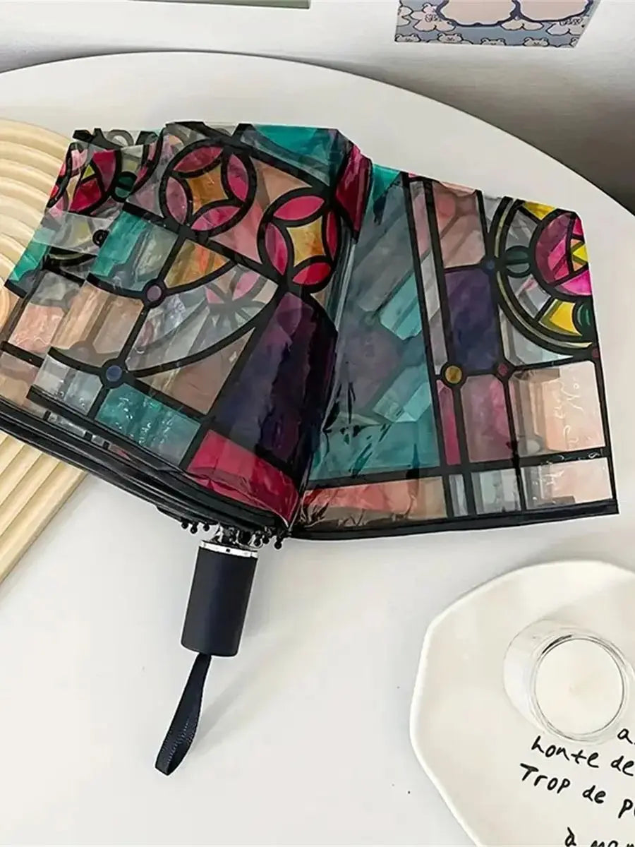 1 Piece of Transparent Glass Window Grille Pattern Pvc Material, Windproof, Waterproof and Rainproof, Suitable for Commuting to Take Photos, Available in a Variety of Styles, Available for Men and Women