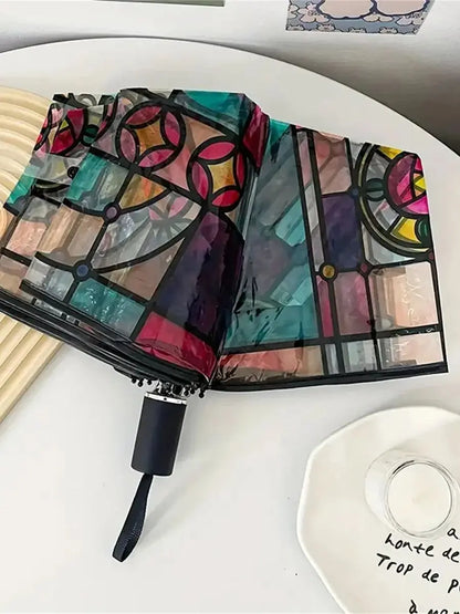 1 Piece of Transparent Glass Window Grille Pattern Pvc Material, Windproof, Waterproof and Rainproof, Suitable for Commuting to Take Photos, Available in a Variety of Styles, Available for Men and Women