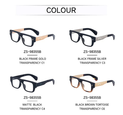 Fashion Oversized Square Reading Glasses Men Blue Light Blocking  Metal FrameGlasses Trendy Optical Presbyopia Eyeglasses0to+6.0