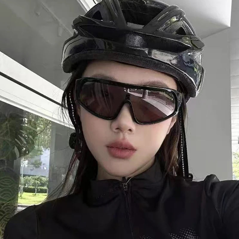 Cycling 2pcs Fashion New Sports Sunglasses Women Punk Style Outdoor Eyeglasses One Piece Personalized Square Glasses Unisex