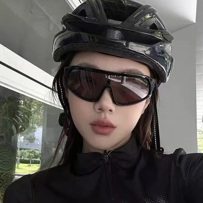 Cycling 2pcs Fashion New Sports Sunglasses Women Punk Style Outdoor Eyeglasses One Piece Personalized Square Glasses Unisex