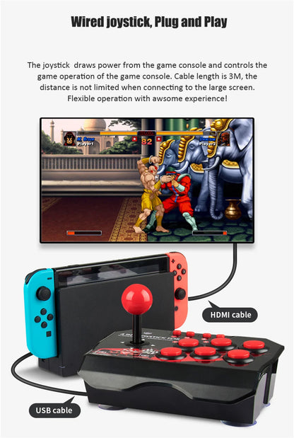 GAMINJA 4-in 1Game Joystick With 3M USB Cable TURBO Games Console Rocker Arcade Station For Nintendo Switch Android TV PS3 PC
