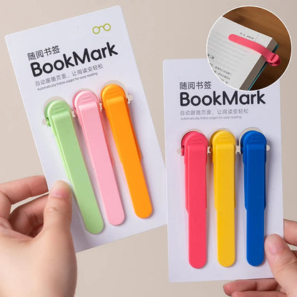 3 Pcs/Set Silicone Bookmark Automatically Follows Page Book Accessories For Reading Lovers Office Stationery School Supplies