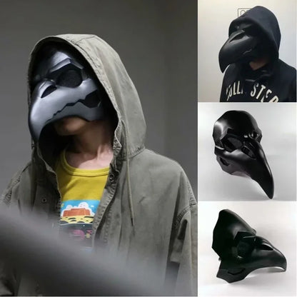 Punk Crow Mask Costume Reaper Nevermore Black Skin for Overwatch Plague Doctor Cosplay Masks Birds Long Nose LED Eyes Retro Rock