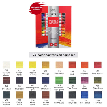 Winsor & Newton 12/18/24 Colors Oil Paints Set Professional Color Oil Paints 12ml Tube Graffiti Painting Pigments Art Supplies