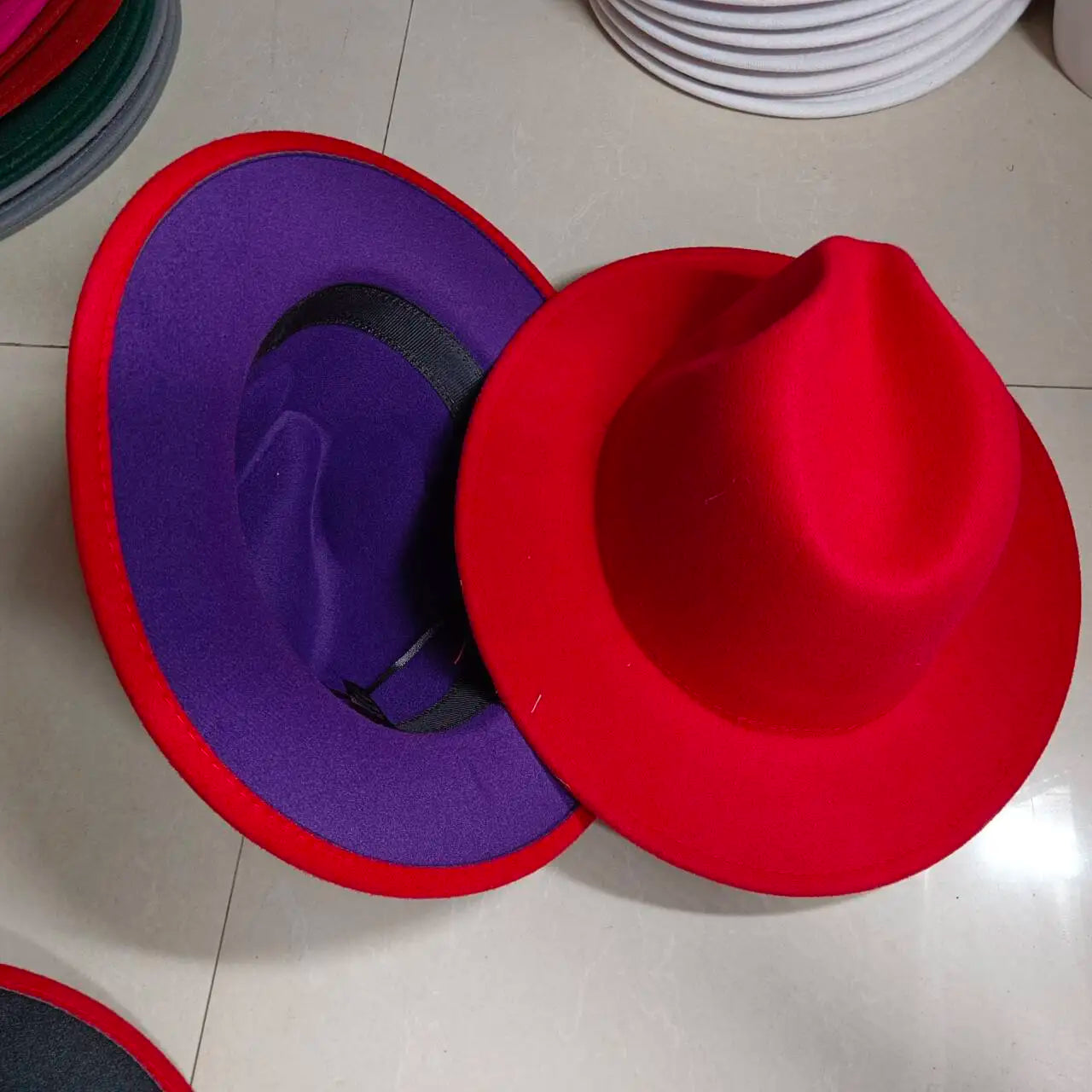 Sombreros Fedora Hat Dual Color Classic Jazz Hat Soft Fedora Hat Classic Men's and Women's Blue Jazz sombreros