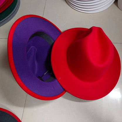 Sombreros Fedora Hat Dual Color Classic Jazz Hat Soft Fedora Hat Classic Men's and Women's Blue Jazz sombreros