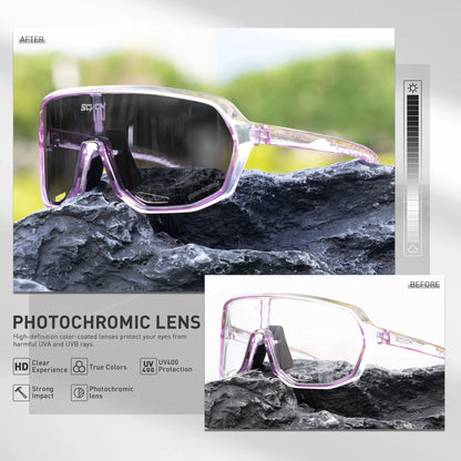 SCVCN Photochromic Sports Sunglasses Cycling Glasses UV400 Women Driving for Men Mountain MTB Bike Bicycle Goggles