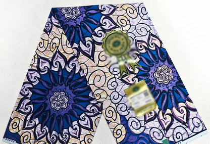 Latest African Grand Golden Wax Fabric Super Good Quality Women Pagne Flash Cotton Prints Batik Ankara Glitter Tissus 6yards