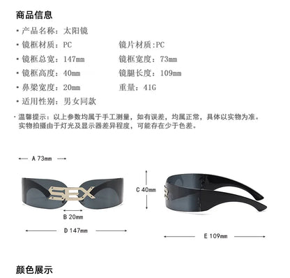 Cyberpunk Futuristic Rectangular Sunglasses Fashion Frameless Rimless Sun Glasses Letter Decoration Gafas De Sol Para Hombre