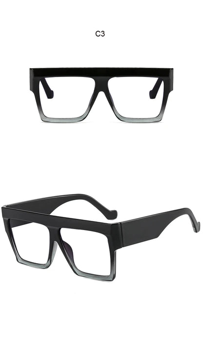 Fashion Designer Oversized Square Reading Glasses Women Men Large Frame Lady Elegant Eyeglasses Clear Anti Blue Light Vision +2