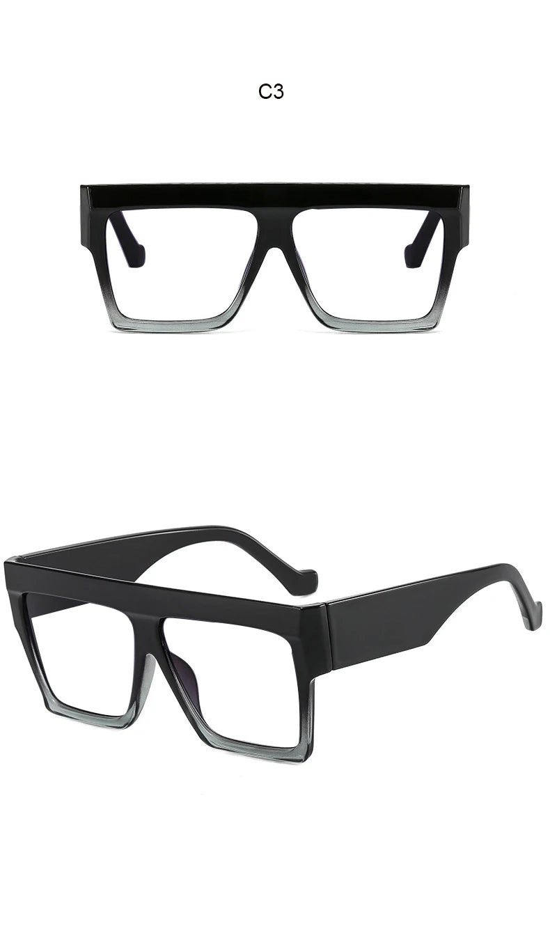 Fashion Designer Oversized Square Reading Glasses Women Men Large Frame Lady Elegant Eyeglasses Clear Anti Blue Light Vision +2
