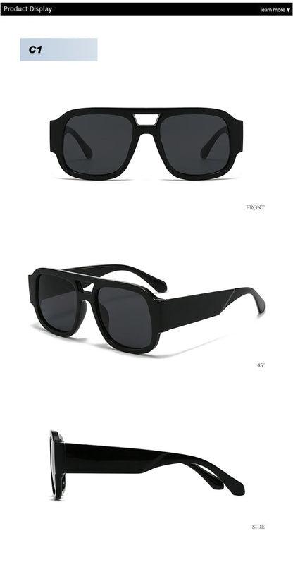 SHAUNA Fashion Double Bridges Square Women Sunglasses Retro Candy Color Leopard Men Sun Glasses Shades UV400