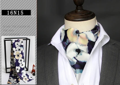 Business Scarf Hangzhou Silk Men's Scarf Long Scarf Double-Sided Trendy British European American Style Autumn Winter