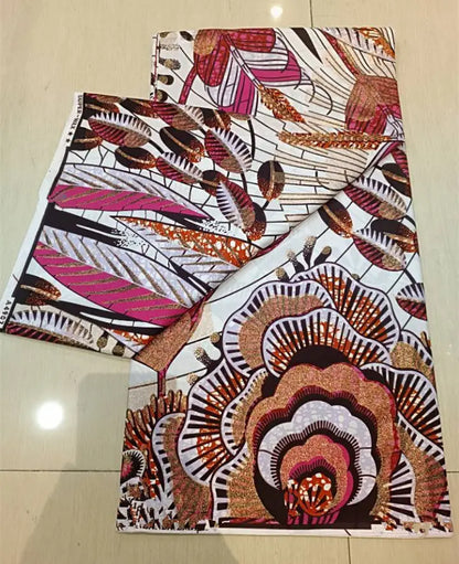 New Ankara Glitter Golden Wax Soft Flash Gold Print Batik High Quality Pagne Purple Women Tissus African Grand Golden Wax Fabric