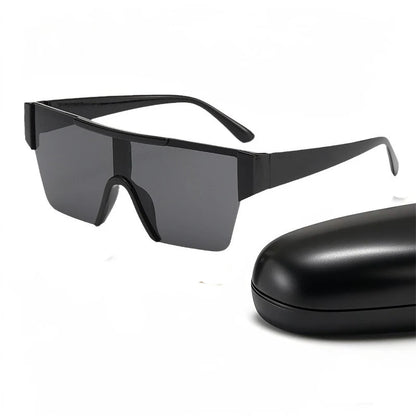 Retro Big Square Frame Women Men Sunglasses Fashion One Piece Black Silver Lens Shades UV400 Trending Sun Glasses Eyewear 2026