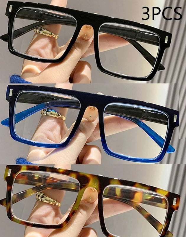2/3PC New fashion large frame reading glasses trendy square frame rice nail middle-aged and elderly goggles reading glasses 2231
