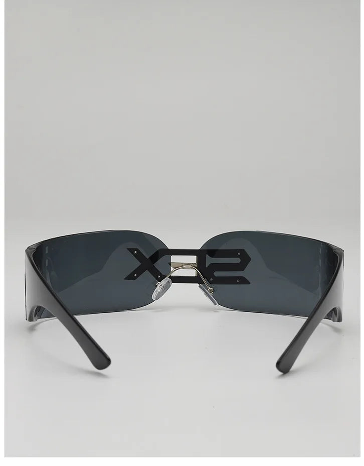 Cyberpunk Futuristic Rectangular Sunglasses Fashion Frameless Rimless Sun Glasses Letter Decoration Gafas De Sol Para Hombre