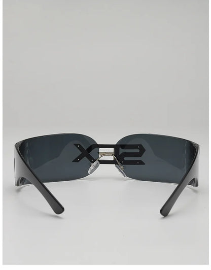 Cyberpunk Futuristic Rectangular Sunglasses Fashion Frameless Rimless Sun Glasses Letter Decoration Gafas De Sol Para Hombre