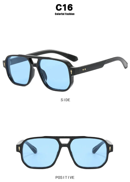 New Fashion Square Women Men Sunglasses Retro Rivets Women Brand Designer Shades UV400 Sun Glasses Gafas De Sol