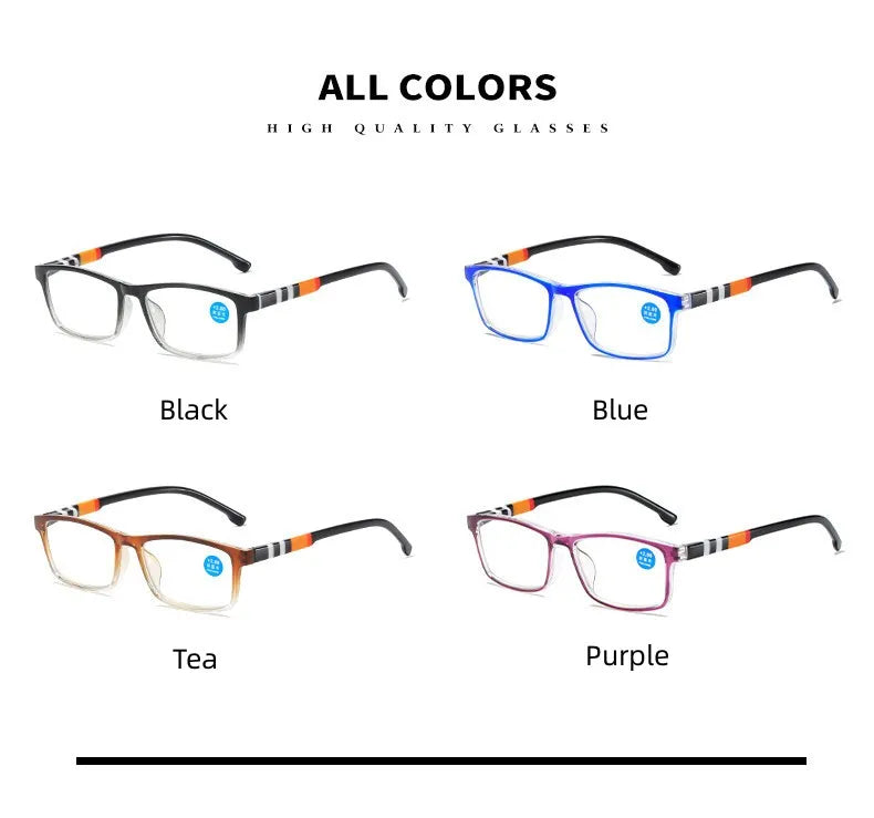 Fashion Anti-Blue Light Reading Glasses Spring Leg Men Women Presbyopia Reading Eyewear Optical Glasses + 1.0 + 1.5 + 2.0 + 2.5
