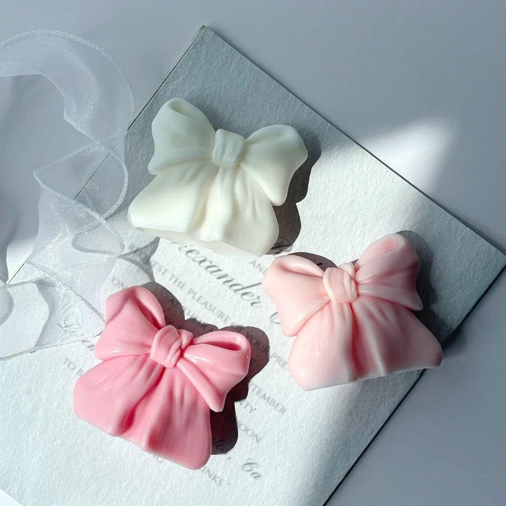 3D Bowknot Three-Dimensional Aroma Candle DIY Bow Aromatherapy Scented Candles Wedding Valentine's Day Gift Home Desktop Decor