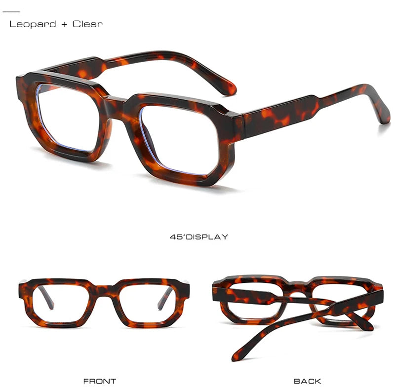 SHAUNA Ins Popular Fashion Polygon Square Women Glasses Frame Clear Anti Blue Light Eyewear Optical Men Red Blue Frame