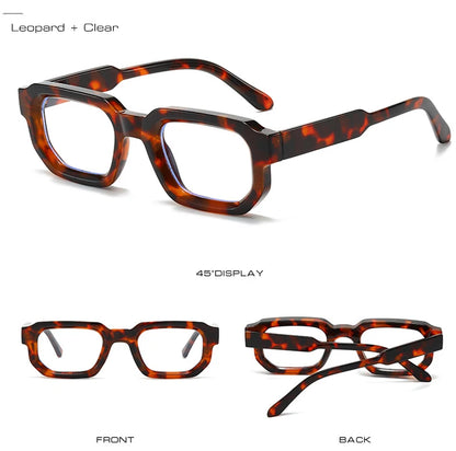 SHAUNA Ins Popular Fashion Polygon Square Women Glasses Frame Clear Anti Blue Light Eyewear Optical Men Red Blue Frame