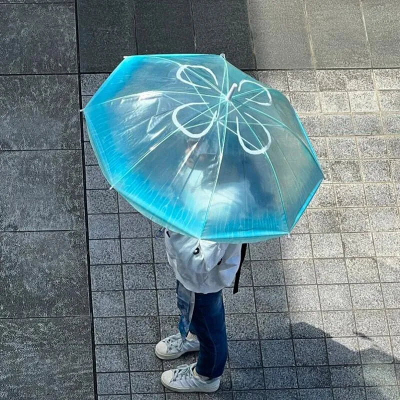2024 New Auatic Long Handle Thiened Windproof Transparent Umbrella Dry Sea Moon Jellyfi Design Fre And Clean Sle
