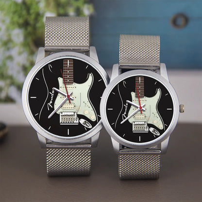 Guitar Bass Pattern Universal for Men Women Souvenir Composer Rose Gold Man Watch Silver Watches Black Bracelet Gift Clock