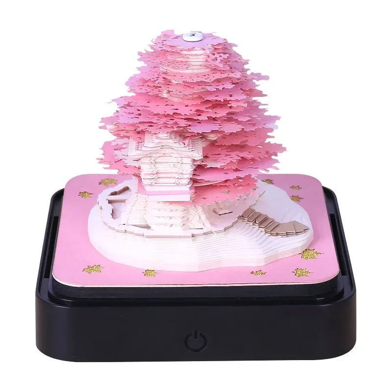Love Castle 3D Memo Pad Paper Carving Art Calendar Fantasy Castle Notepad 3D Paper Card Decor New Year Valentine's Day Gift Box