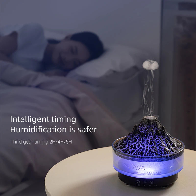Volcano Flame Diffuser Essential Oil Diffusers for Home Bedroom Air Humidifier Remote Control 7 Colours Lights Timer shutdown